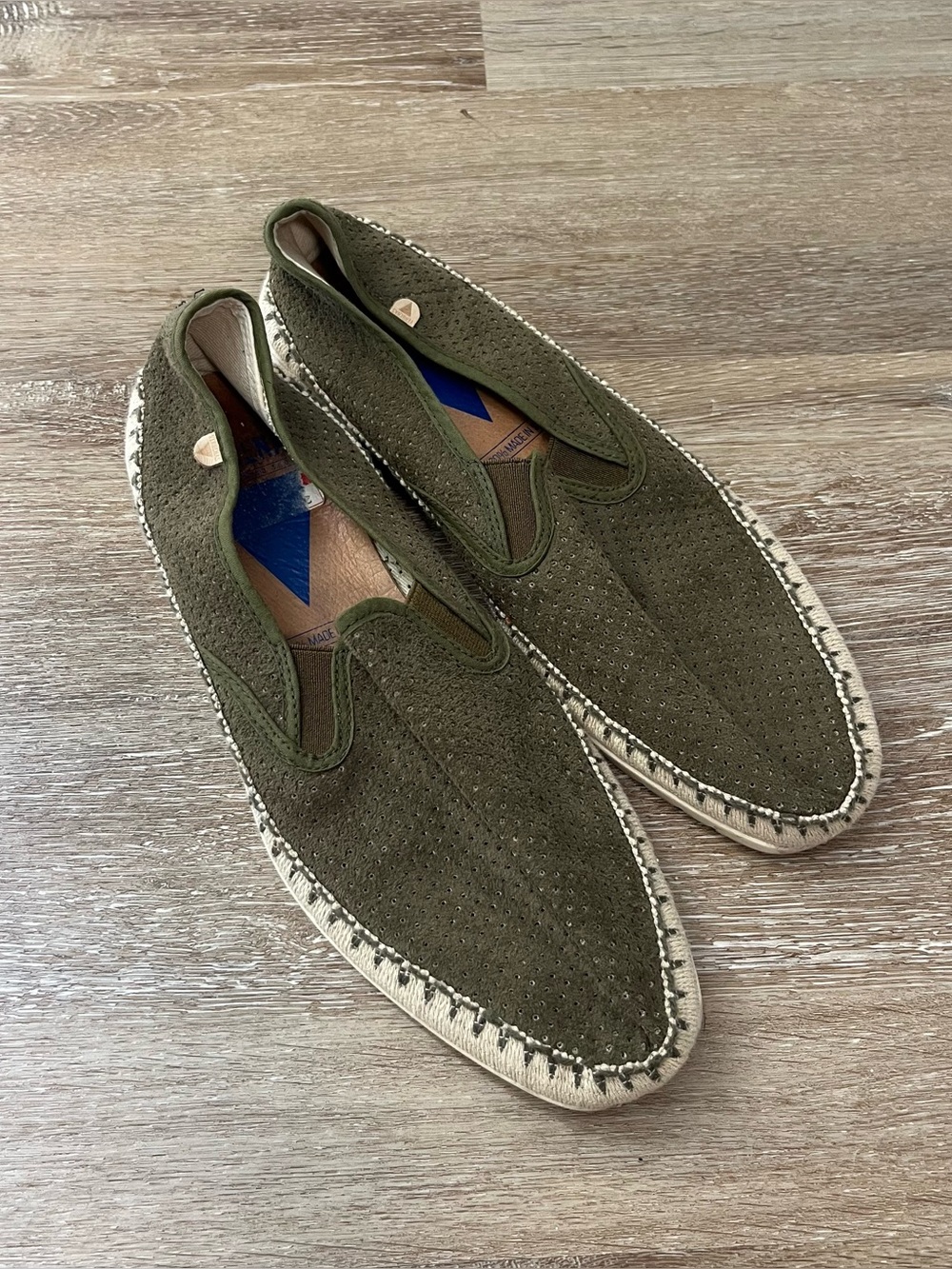 Verbenas Olive Suede Slip-On Espadrille Loafers